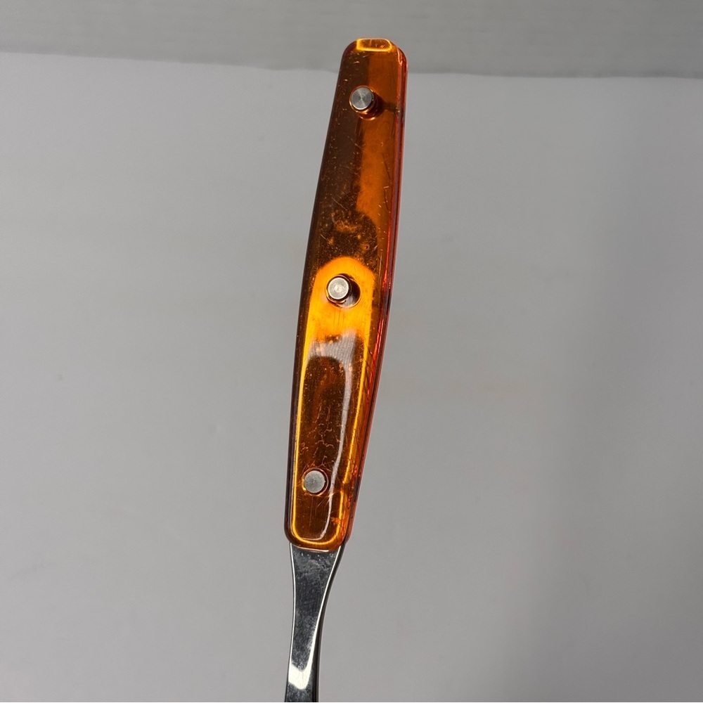 Vtg MCM Grapefruit Spoon With Orange 3 Rivet Acrylic Handle - Picture 2 of 8